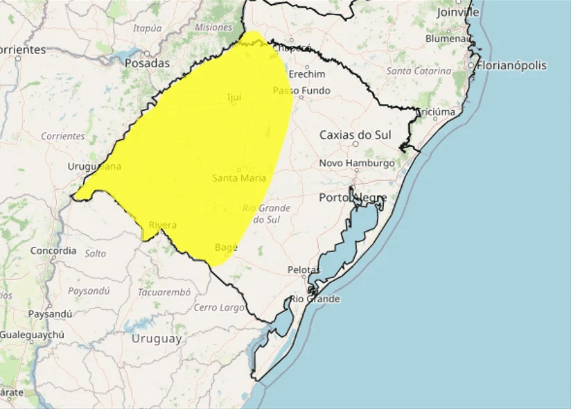 Inmet emite alerta de tempestade para o Rio Grande do Sul